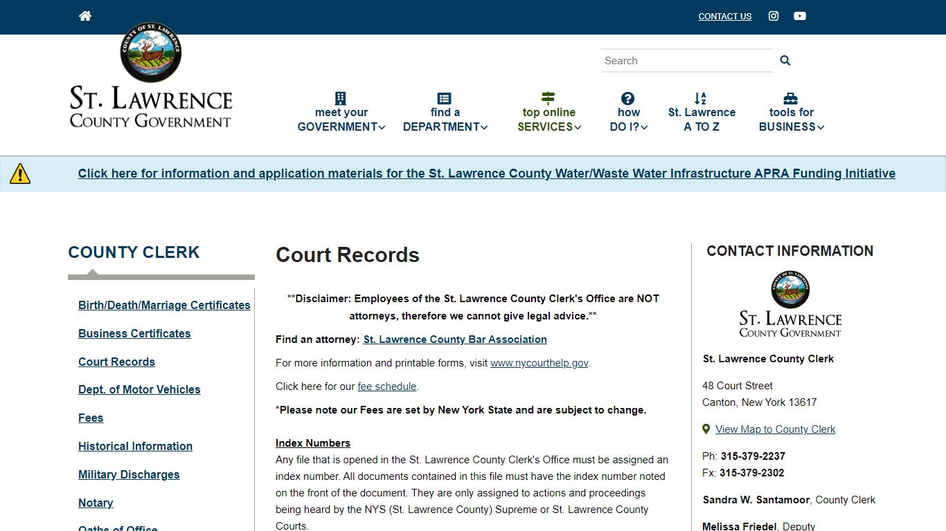 Court Records | St. Lawrence County